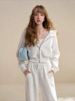 White Rose Printed Hoodie & Pants Set