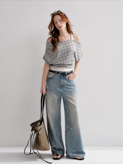 Polka Dot Contrast Top