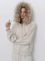 Fur Trim Knit Lounge Set