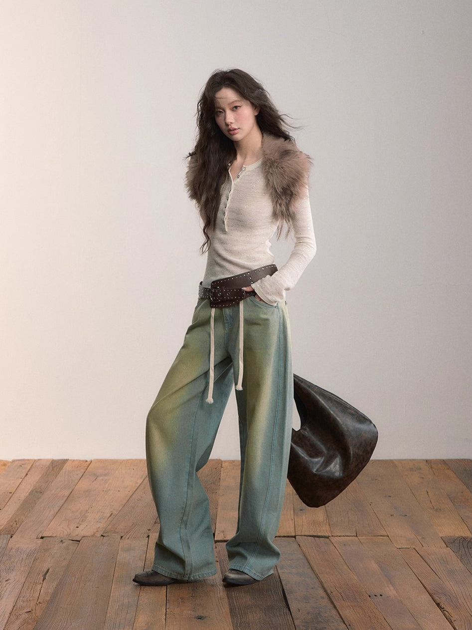 Original Wash Casual Wide-Leg Jeans