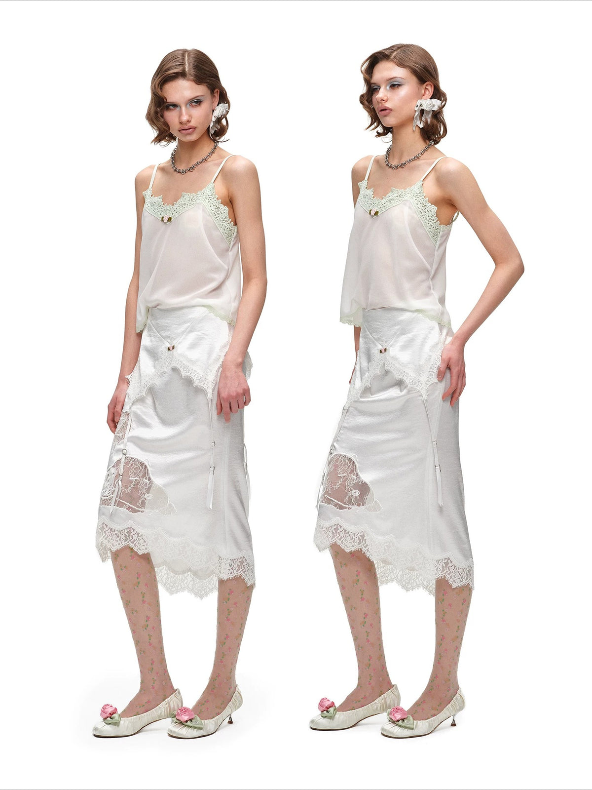 Lace Chiffon Cami Top