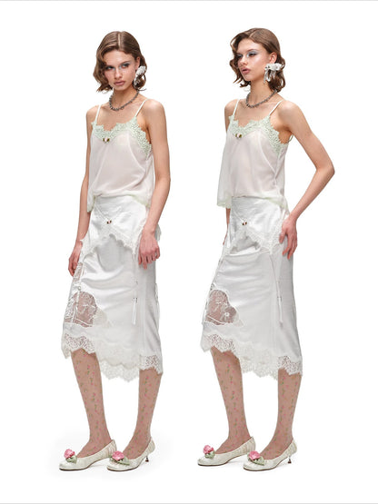 Lace Chiffon Cami Top