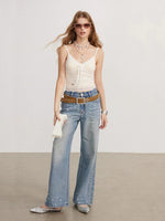 Crystal & Pearl Embellished Jeans