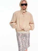Lyocell Stand Collar Cocoon Jacket