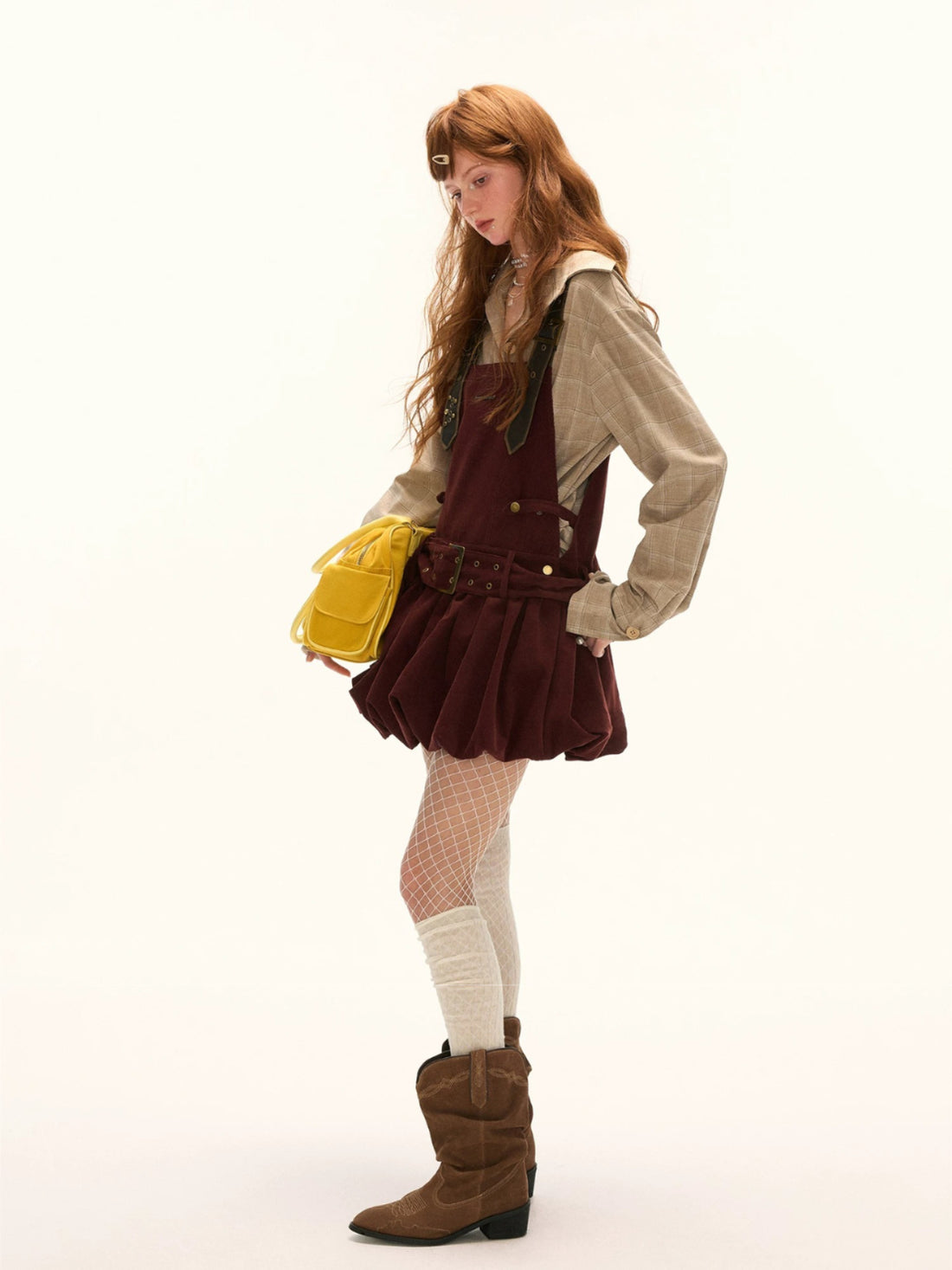 Vintage Corduroy Suspender Mini Dress