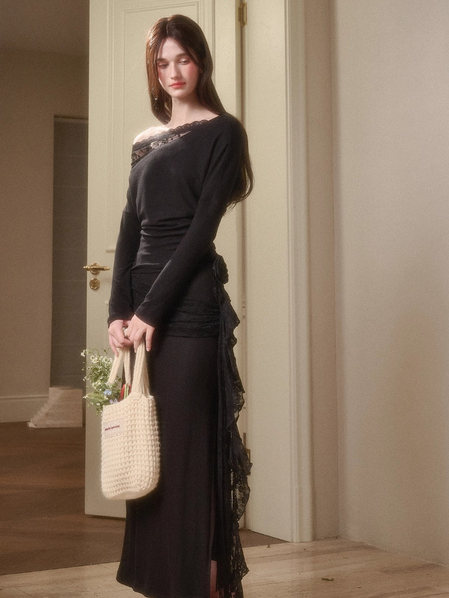 Breathe Lace Off-Shoulder Blouse &amp; Skirt Set