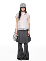 Pleated Skirt Overlay Flare Pants