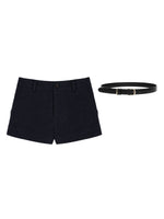Belted Wool Blend Tailored Shorts