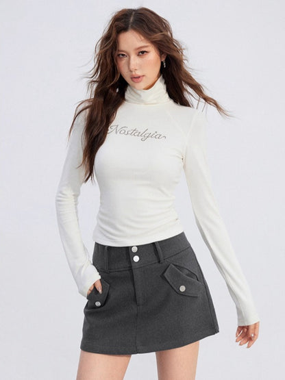 Rhinestone Fleece Knit Top