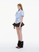 Crystal Bow Stripe Slim Shirt