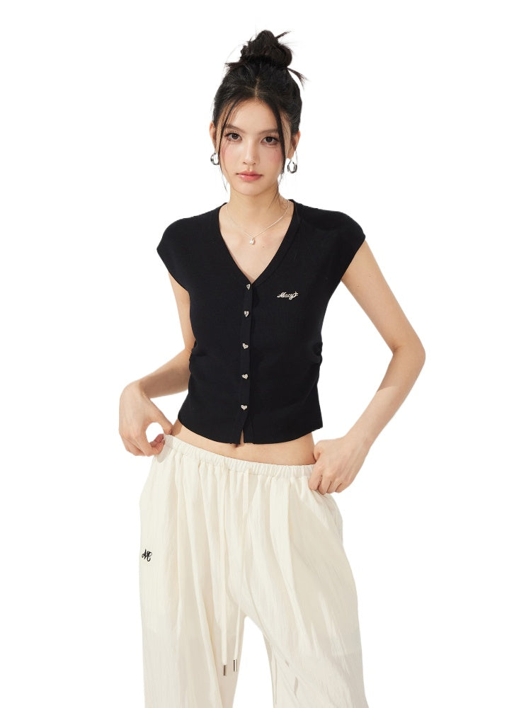 V-neck Pleated Knitted Top
