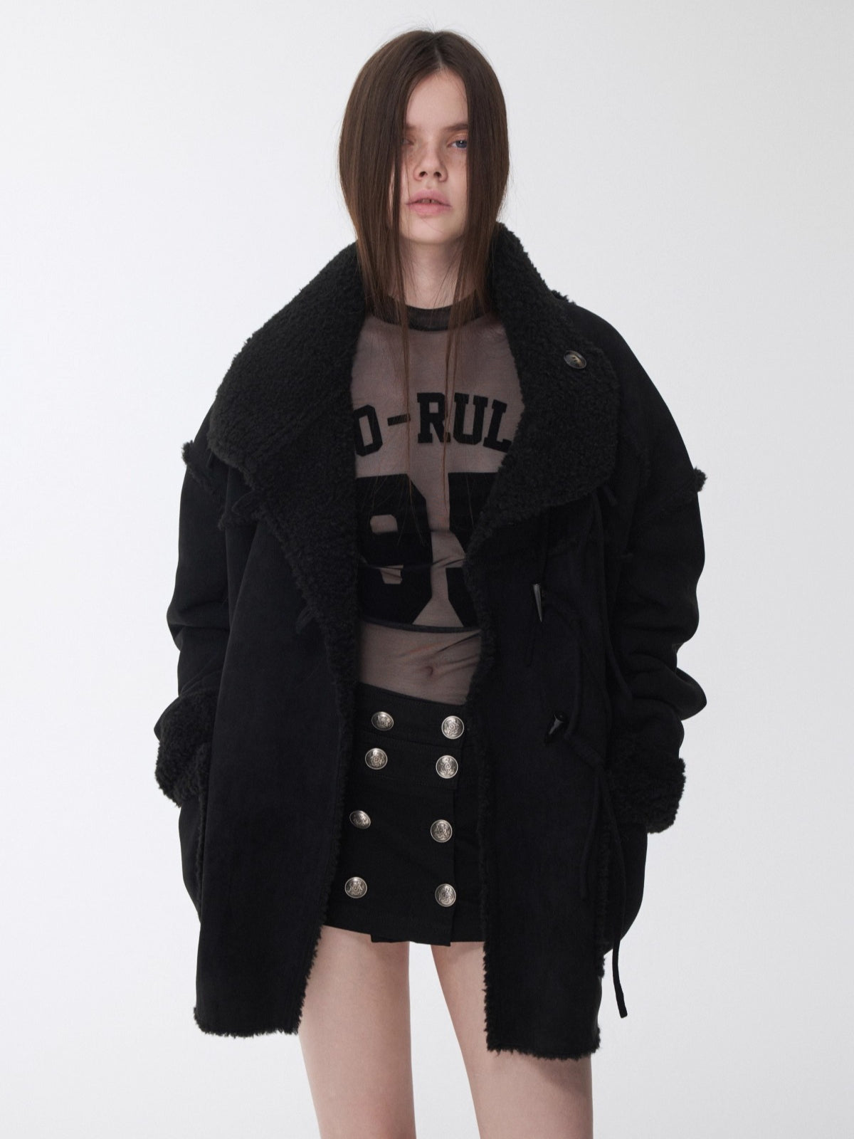 Reversible Shearling Toggle Jacket