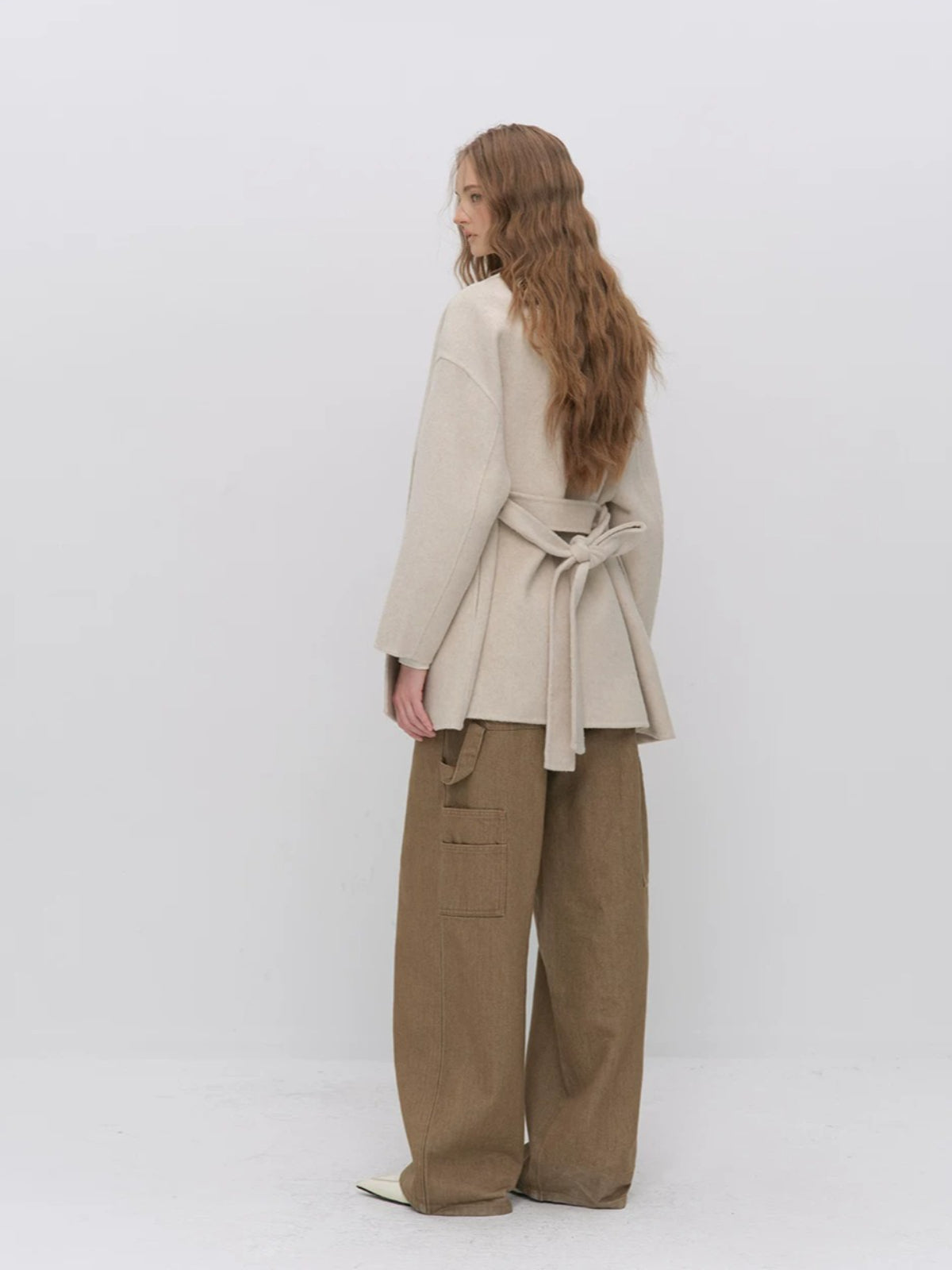Modern Cape Scarf Wool Coat