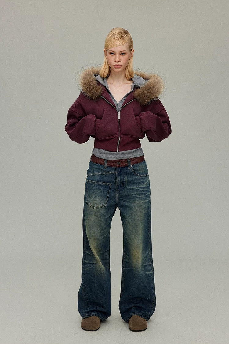 Detachable Fur Collar Hoodie Jacket