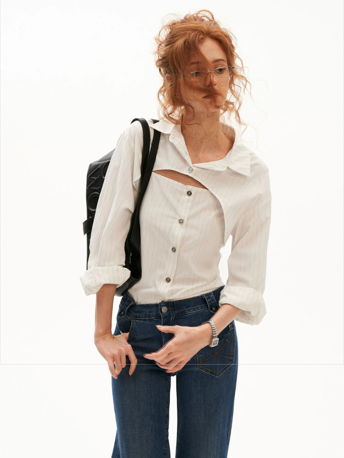 Striped Layered Tie Waist Shirt