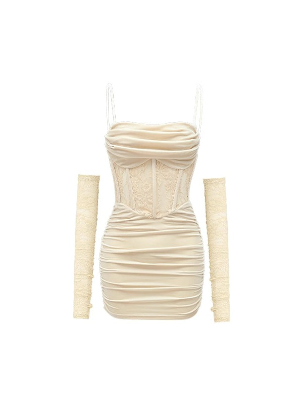 Fishbone Strap Long Velvet Bodycon Dress