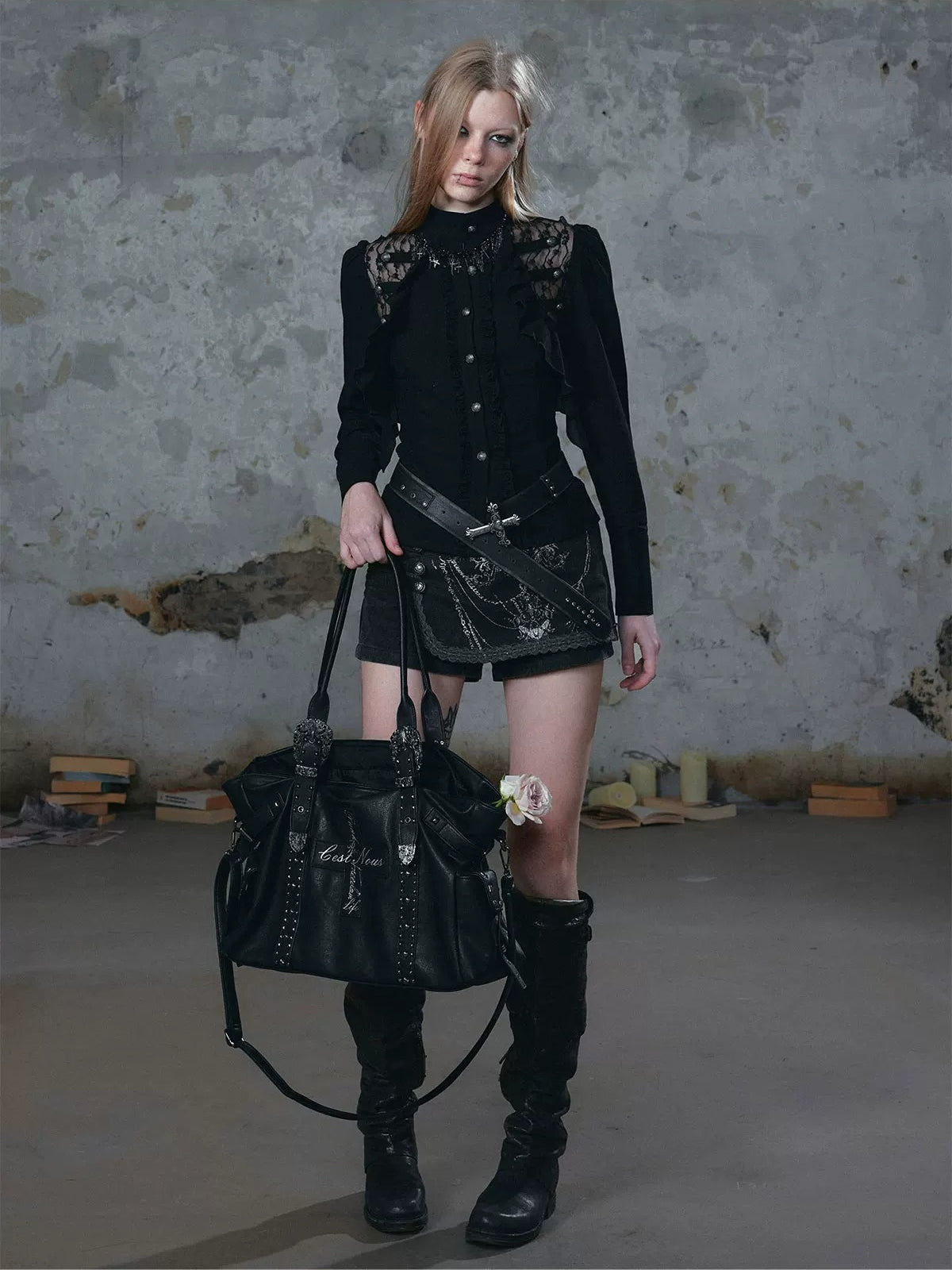 Napoleon Lace Ruffle Waist Shirt