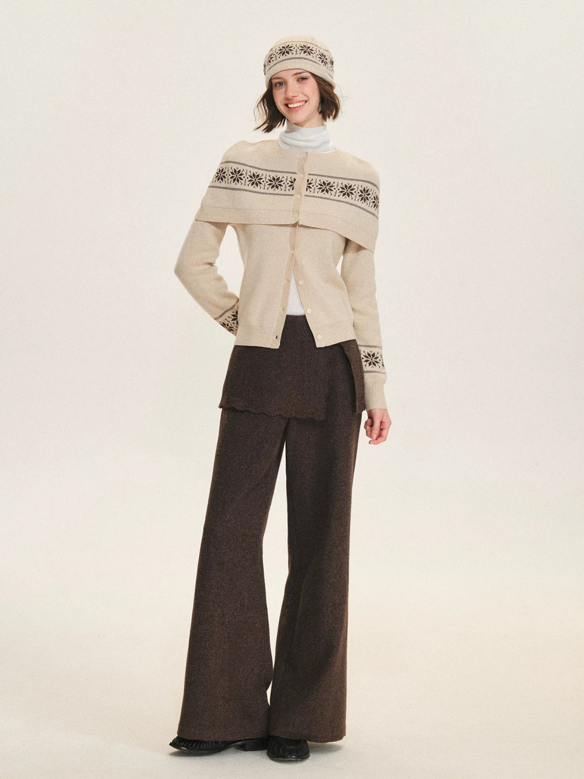 Fair Isle Knit Cape Sweater
