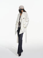 Draped Collar Belted Trench Coat