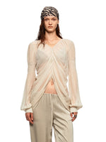 Draped Chiffon V Blouse