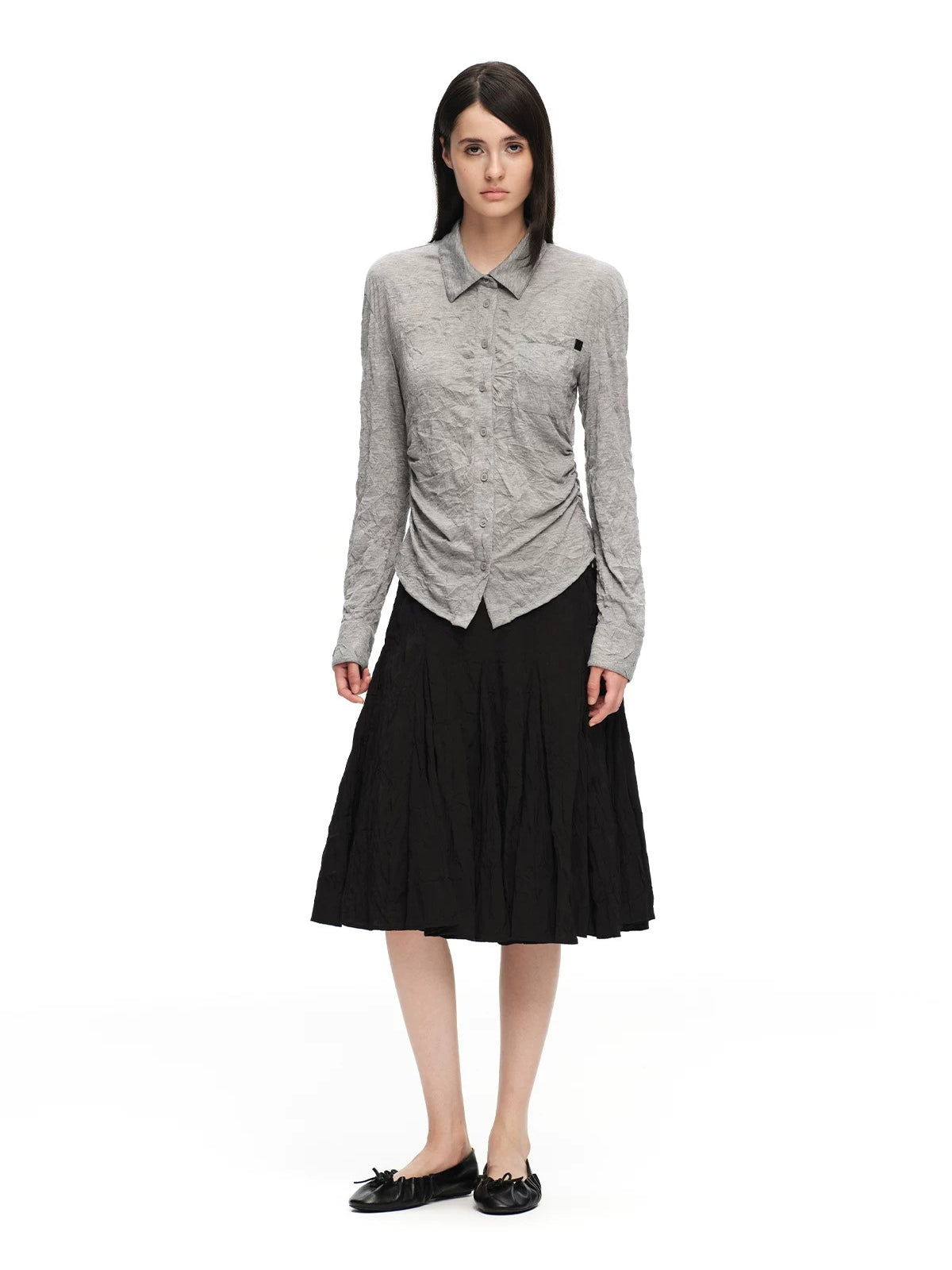 Crinkled A-Line Skirt
