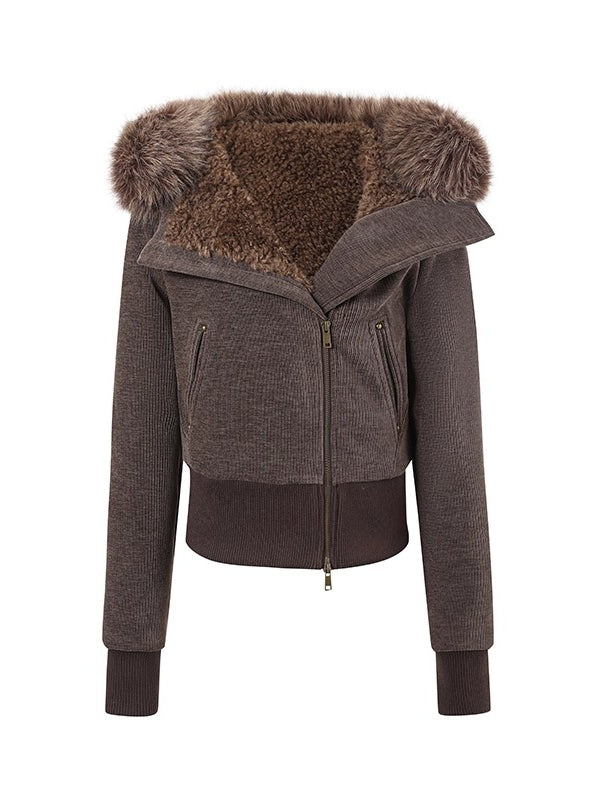 Chenille Fur Hooded Jacket