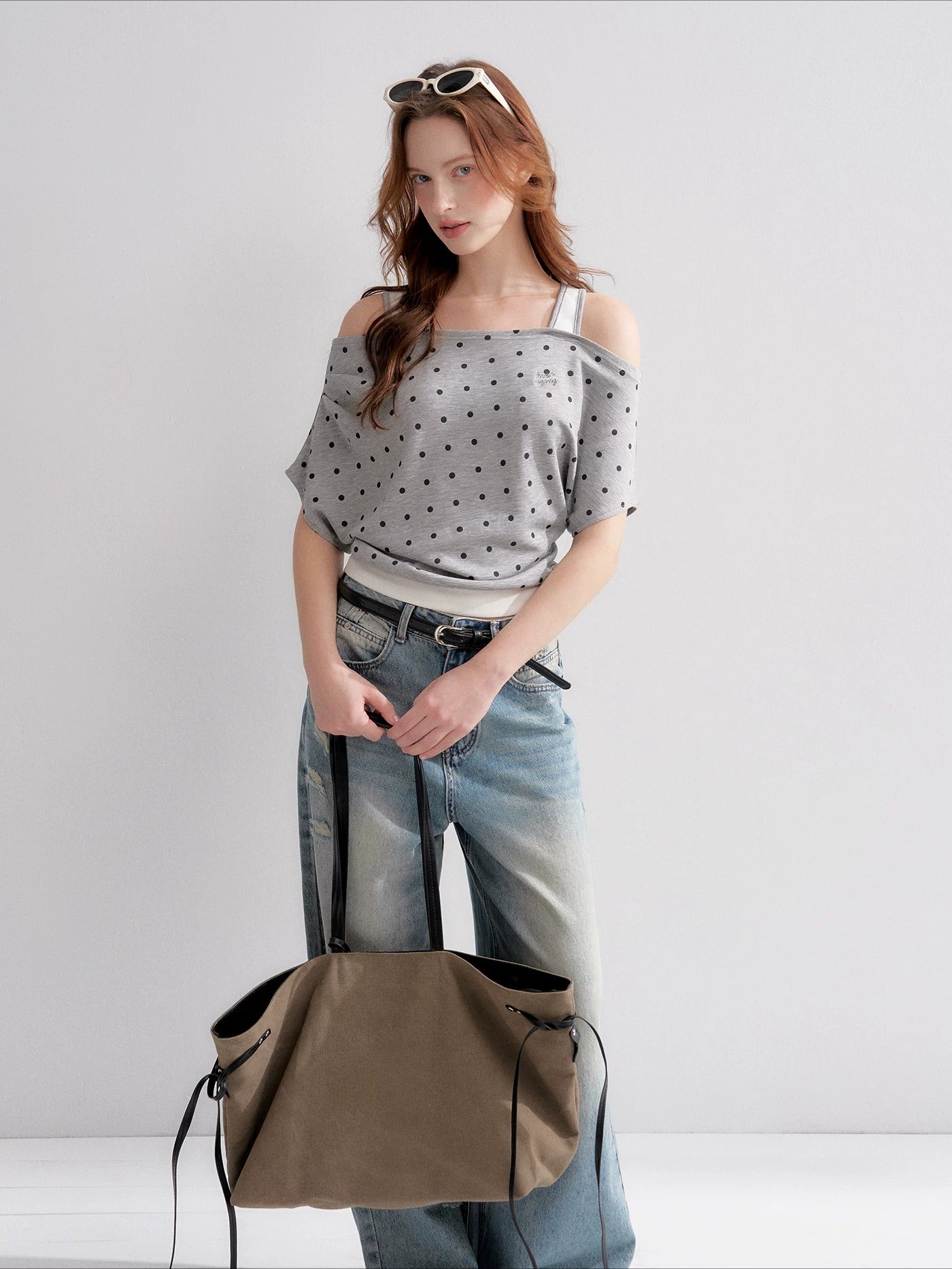 Polka Dot Contrast Top