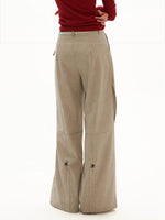 Structured Linen Blend Wide Leg Trousers