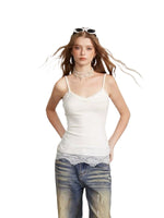 Lace Panel Long Camisole Top