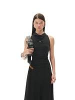 Halter Draped Wool Dress