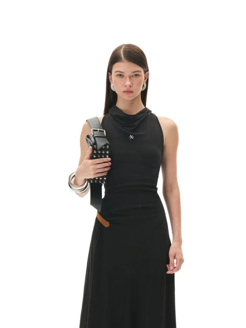 Halter Draped Wool Dress