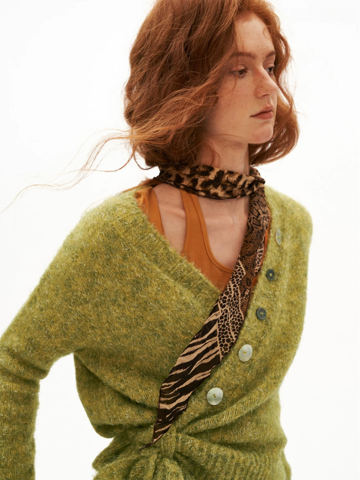 Vintage Textured Cross Tie Knit Sweater