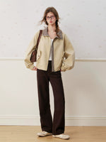 Plaid Collar Cropped Jacket