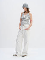Fake Two-Piece Star Stripe Halter Top