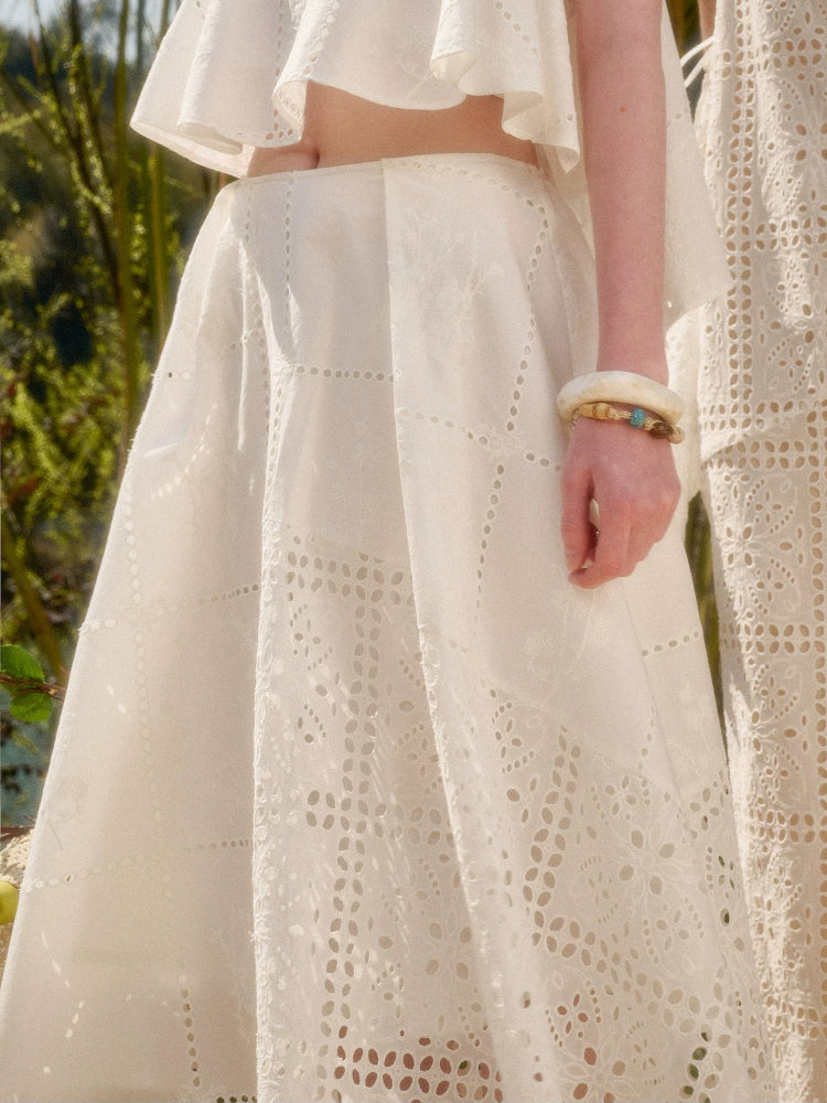 Cotton Embroidered White Set