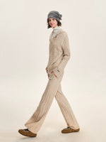 Hooded Cable Knit & Pants Set