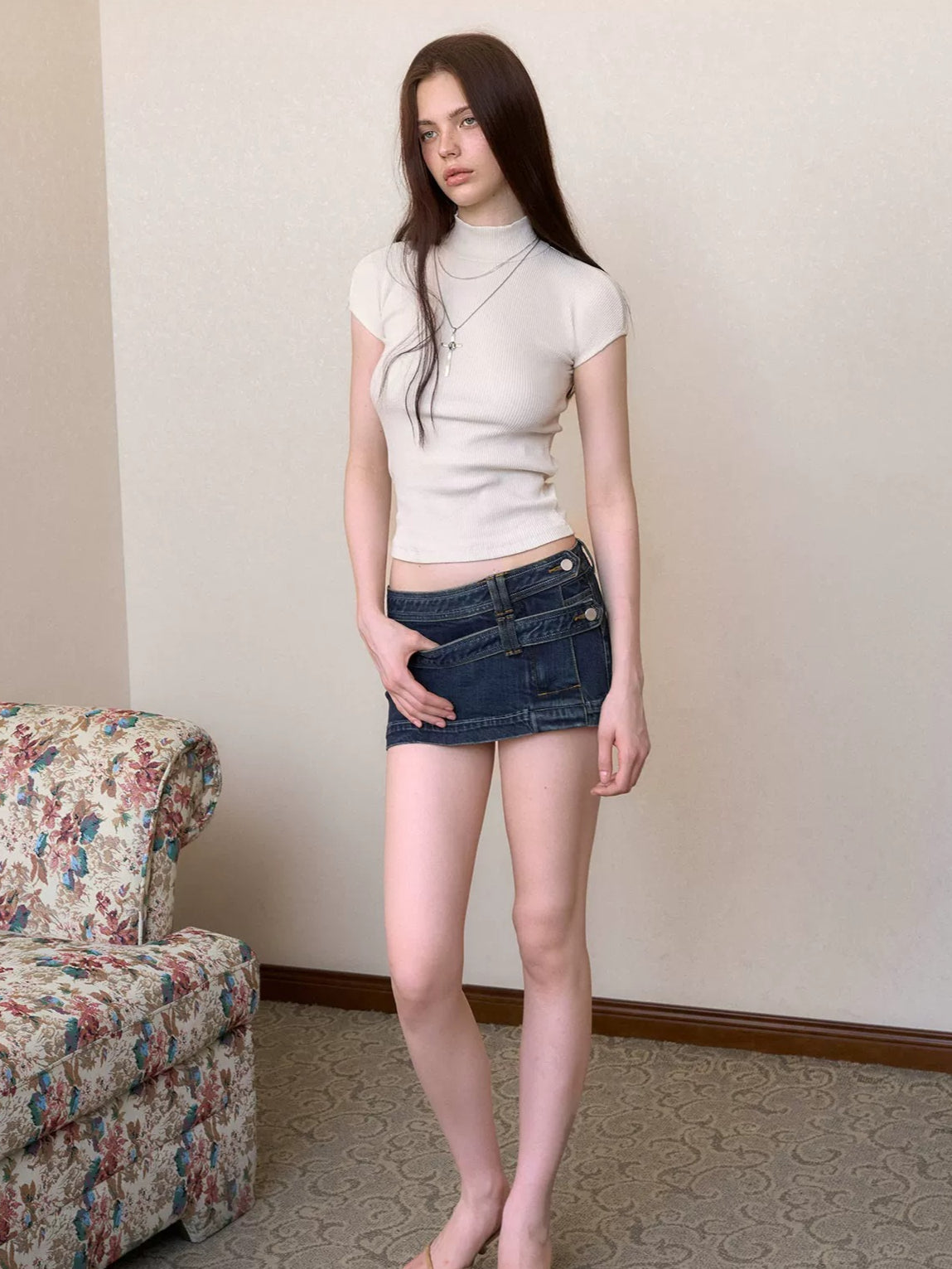 Mock Neck Knit Tee