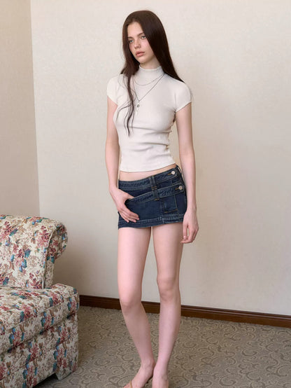 Mock Neck Knit Tee