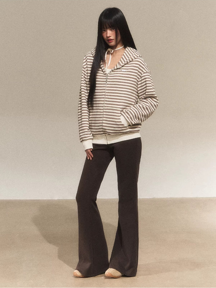 Cat Ear Stripe Zip Hoodie