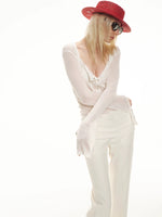Sheer Henley Flare Top