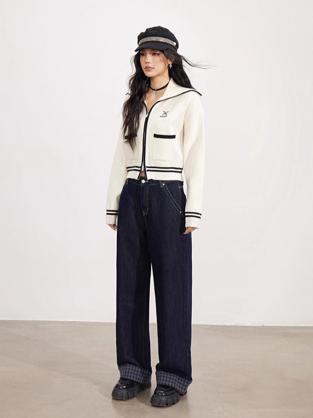 Off-white Contrast Knit Cardigan