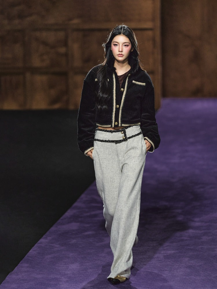 Wide-Waist Tailored Trousers