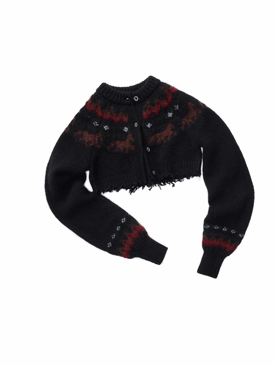 Fair Isle Pony Jacquard Knit Short Cardigan &amp; Shorts Set