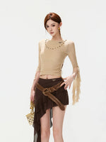 Ruched Mesh Chain Top