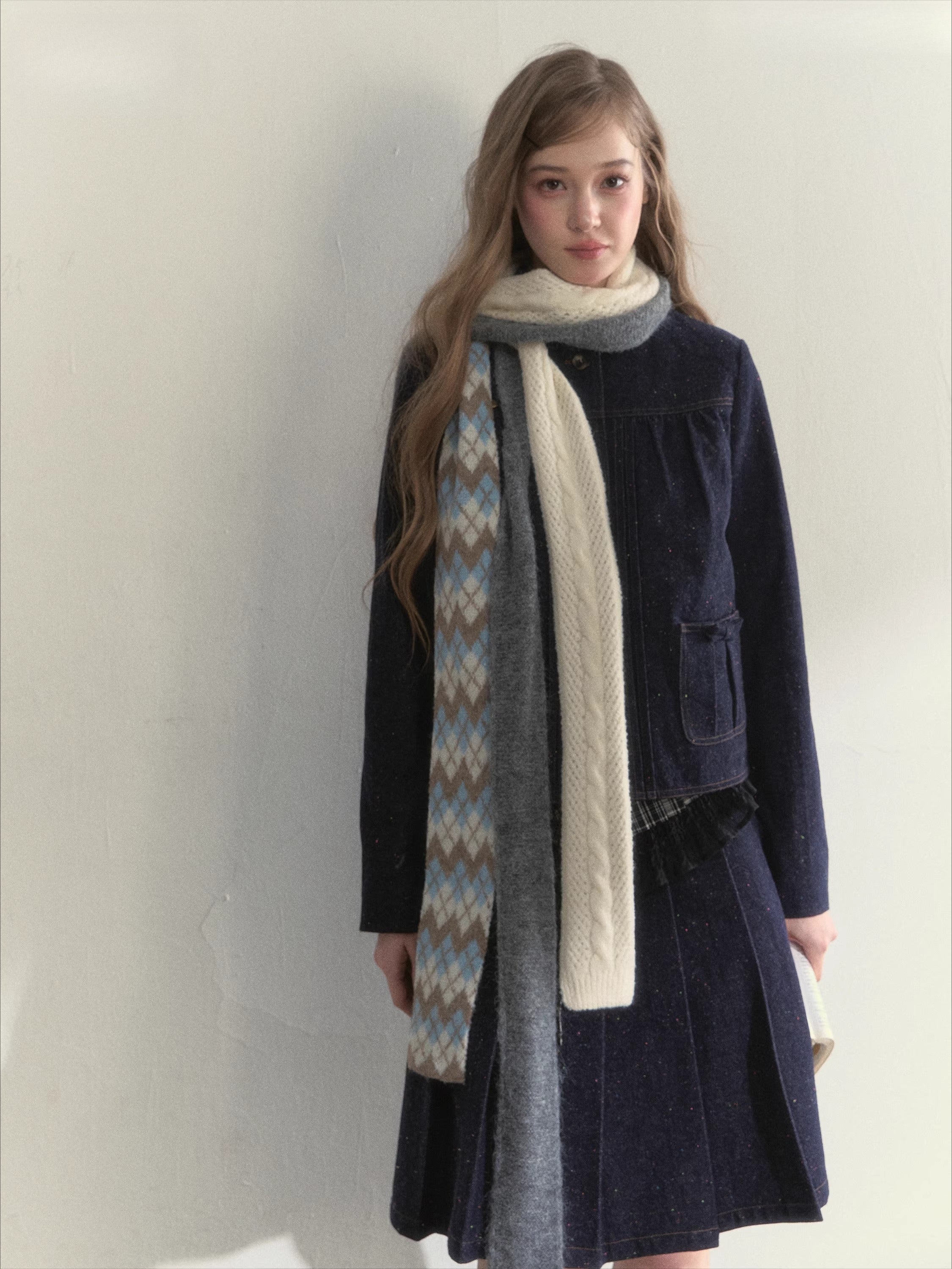 Retro Knit Ribbon Scarf