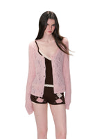 Mohair Hollow Out Knit Cardigan