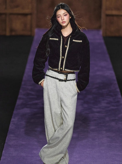 Wide-Waist Tailored Trousers