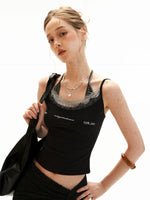 Layered Embroidered Letter Cami Top