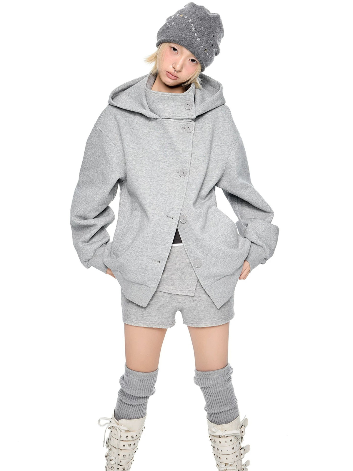 Hooded Wool Blend Jacket