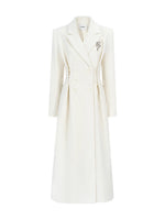 Laced Waist Double Breasted Wool Coat